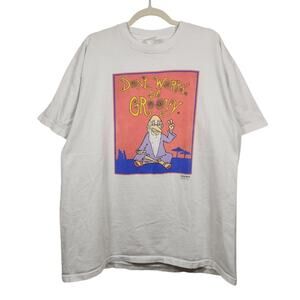 Vintage Dont Worry Be Grooby Hippie Boho Shirt XL Shoebox Hallmark Cards